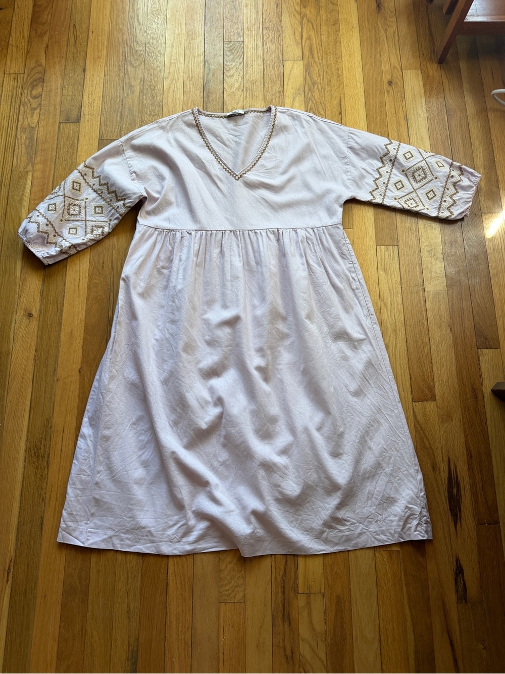 Madewell Pale Lavender Maxi Dress with Embroidered Sleeves